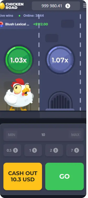 Easy mode Chicken Road screen